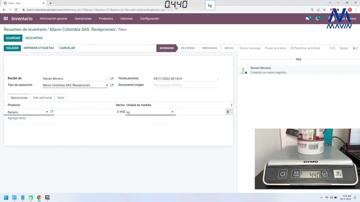 (Optional) For Odoo, ensure the weight field is selected before pressing the shortcut. PVCOM can send weight data to form fields, even if they are not in direct focus.