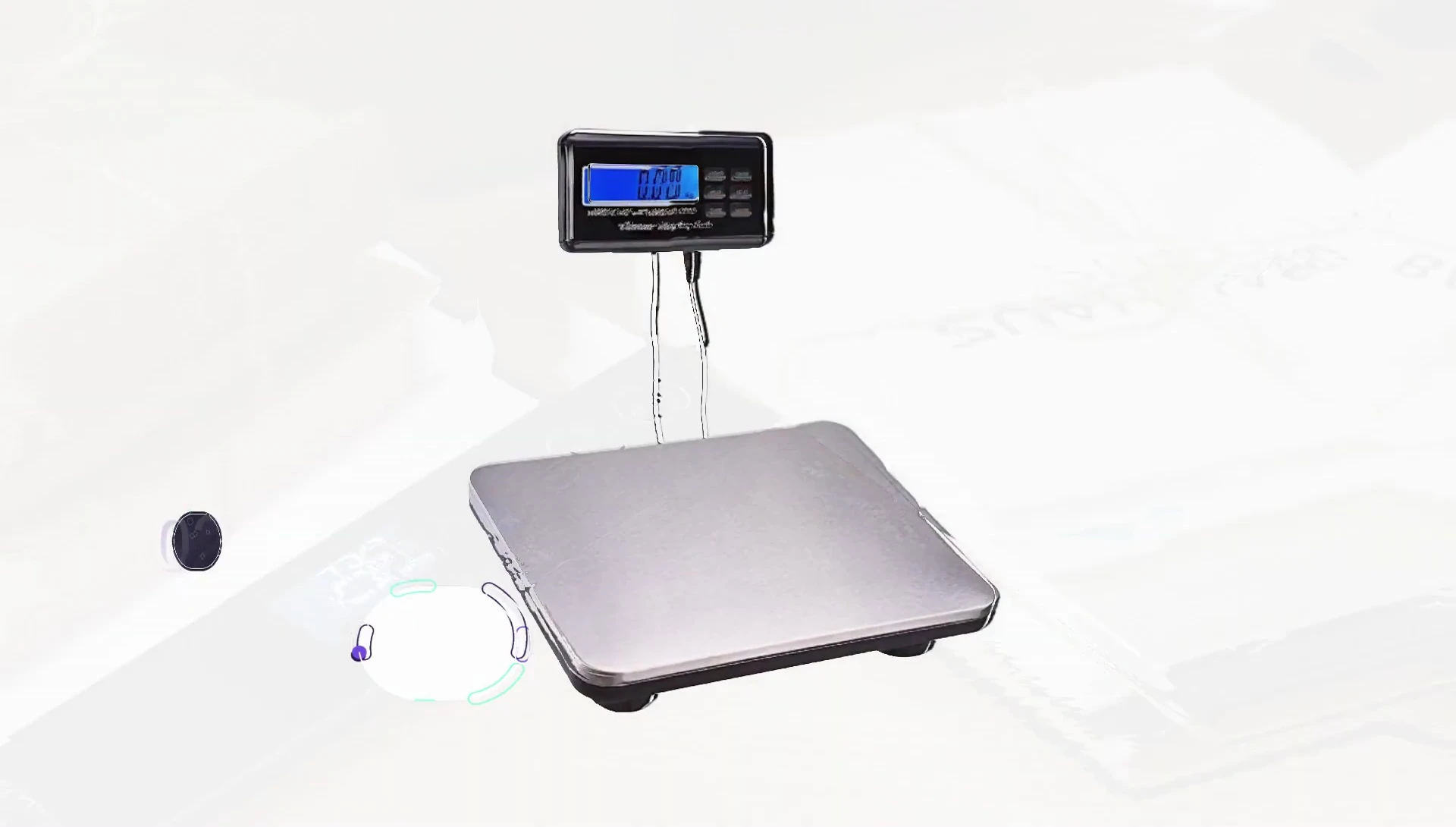 The 2P postal scale, highlighting its LCD display.
