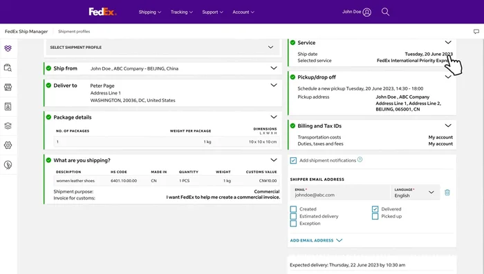 Review all information, check fees and estimated delivery time. Click 'Finalize'.