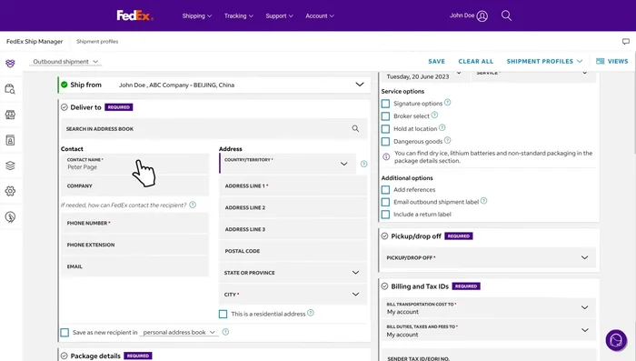 Enter recipient's shipping information. Check 'Save as a new recipient' to save for future use.