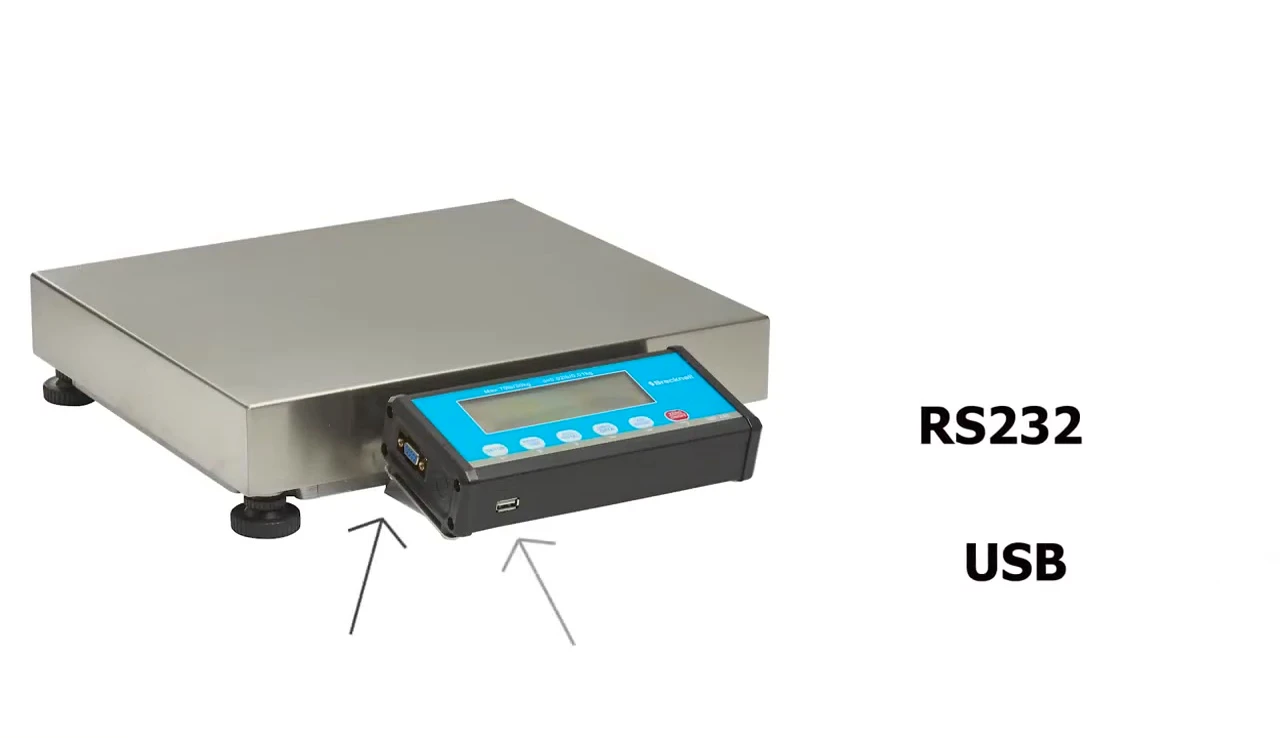 Image showing the RS-232 and USB ports on the scale for easy connectivity to PCs and printers.
