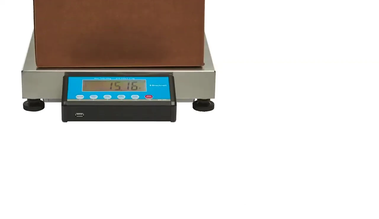 Close-up of the scale's LCD display, emphasizing the large digit size and blue backlight.