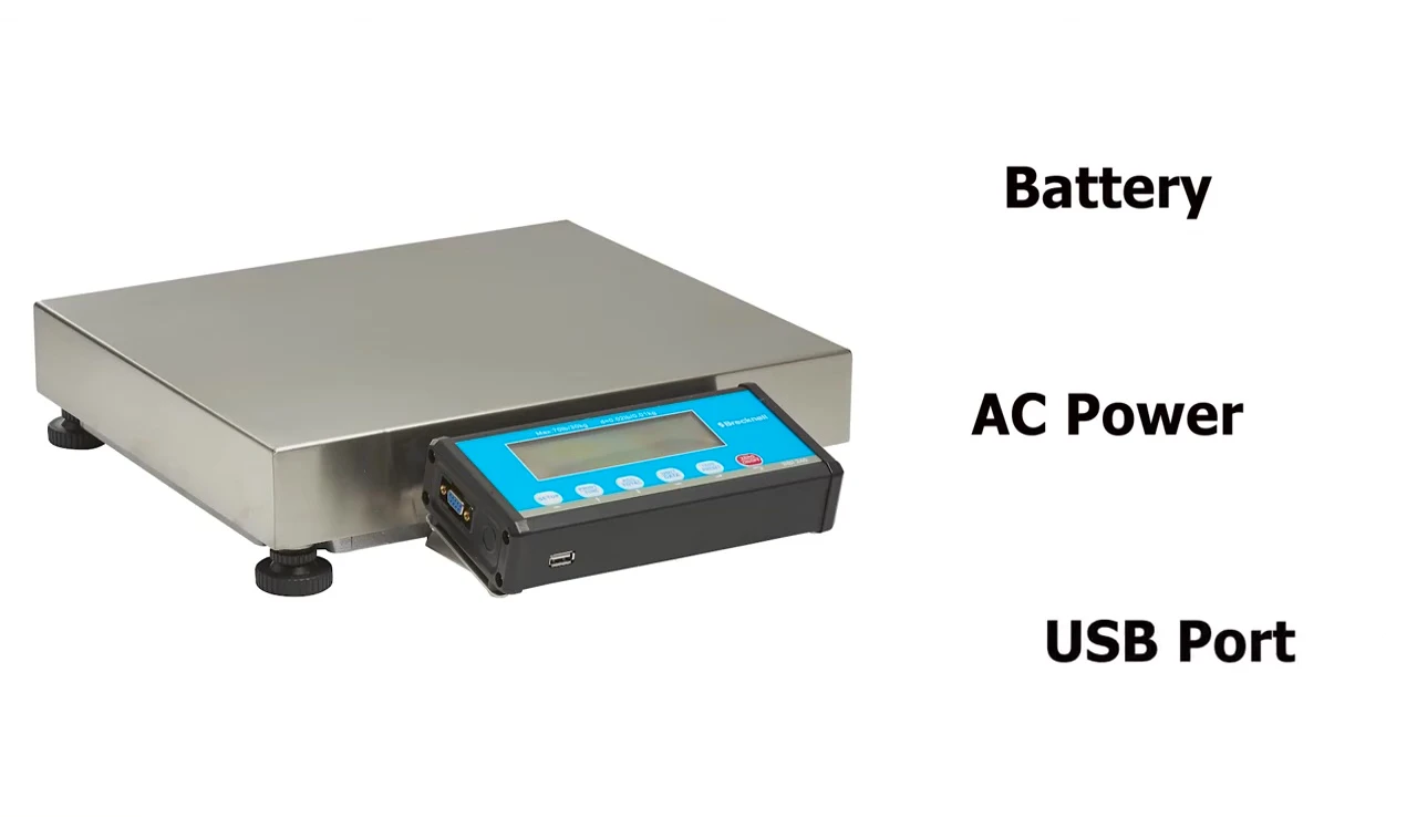 Shot highlighting the scale's long battery life and portability.