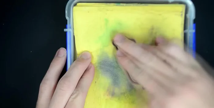 Wipe the stamp clean.