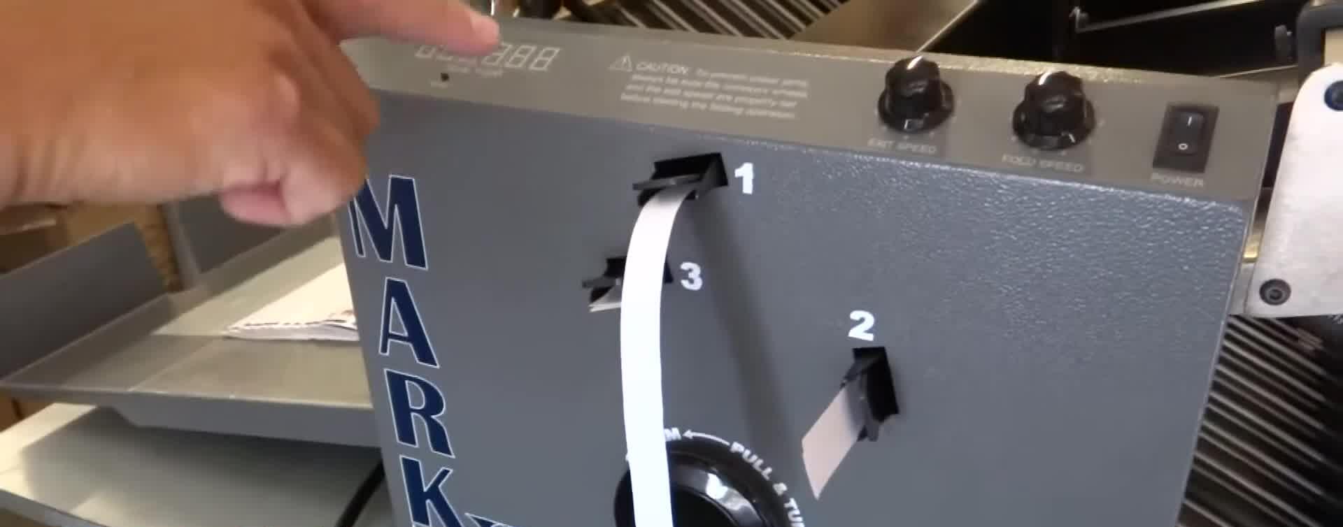 Close-up of the air feed mechanism on the Martin Yale Mark VII.