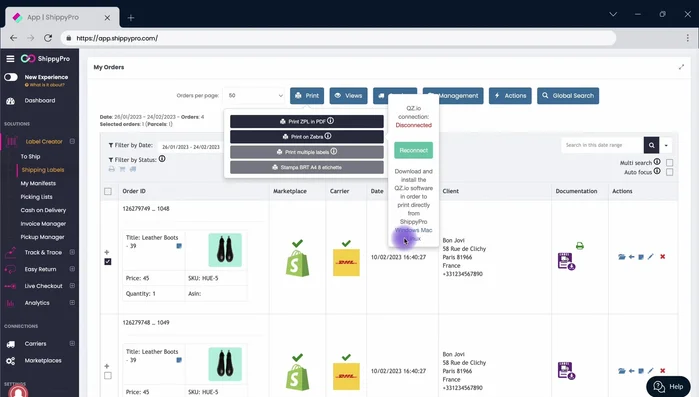 Refresh your labels after updating connection settings.
