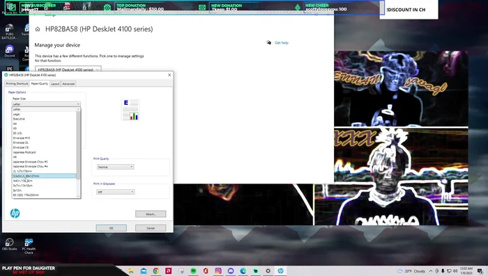 Set the paper size to 4x6.
