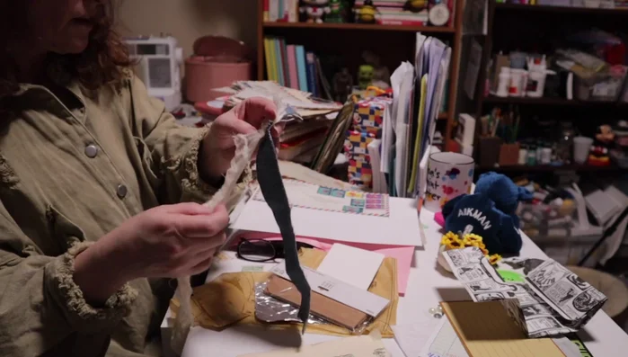 Prepare strips of fabric and paper.