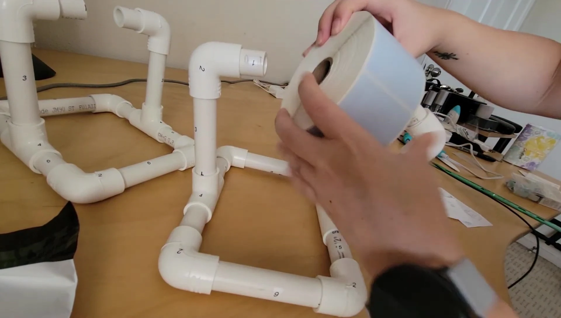 The finished roll holder with the thermal roll in place