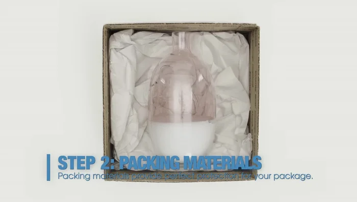 Fill empty spaces in the box with additional packing materials.