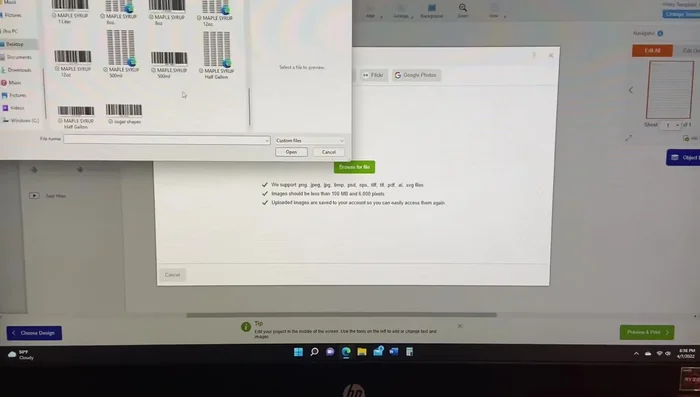Add text to your label (product name, size, etc.).