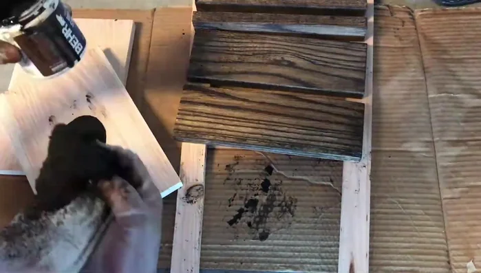 Apply wood stain to all pieces.