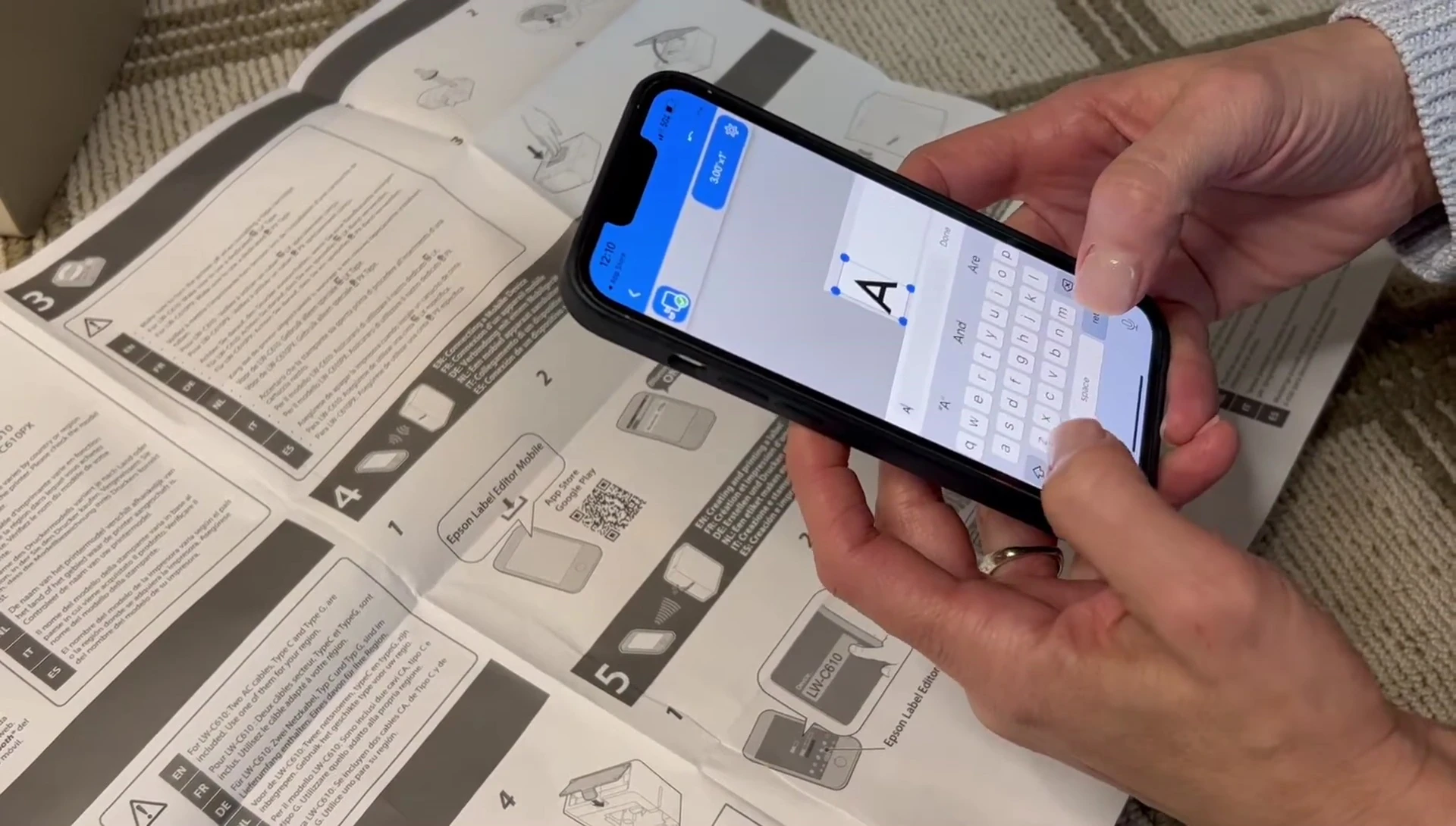 App interface showing text customization options