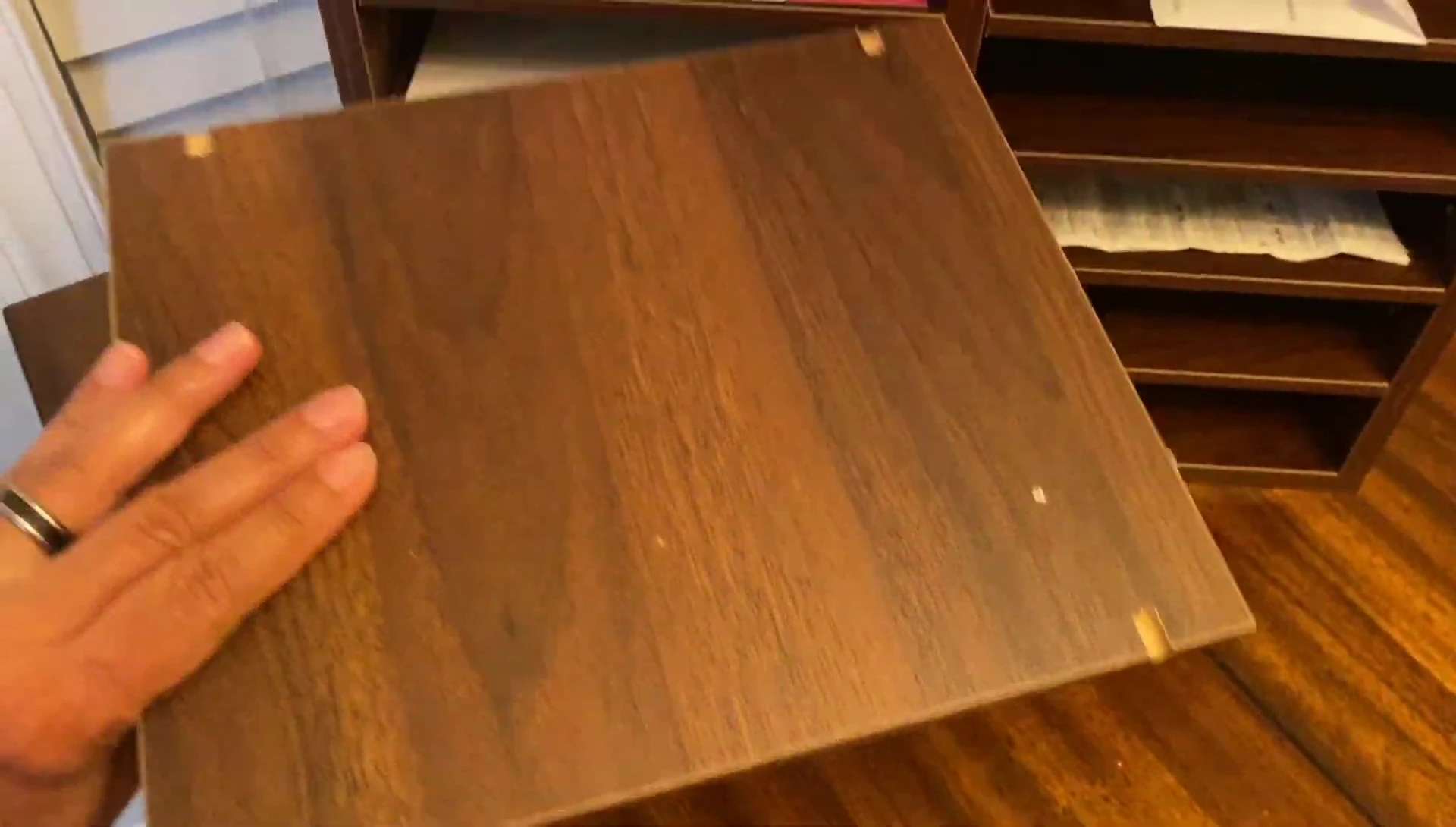 Shot showing the adjustable nature of the shelves and compartments.