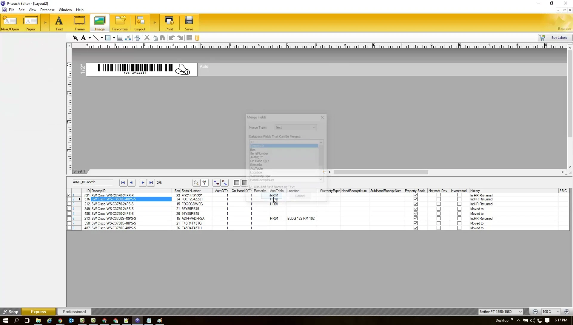 Screenshot displaying the added descriptive ID on the label.