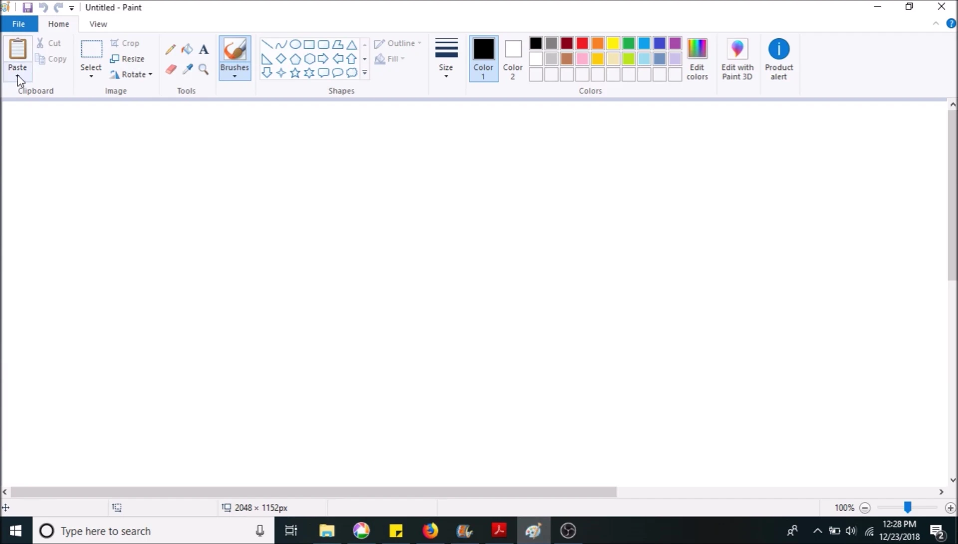 Screenshot showing the label pasted into MS Paint