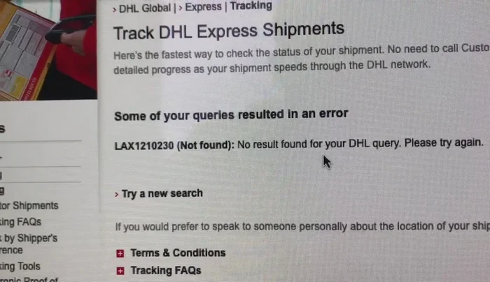 Dealing with 'delivered' status but missing board (scheduling a delivery appointment with DHL).