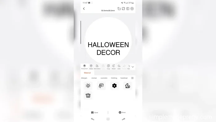 Add icons or images from the app's library.