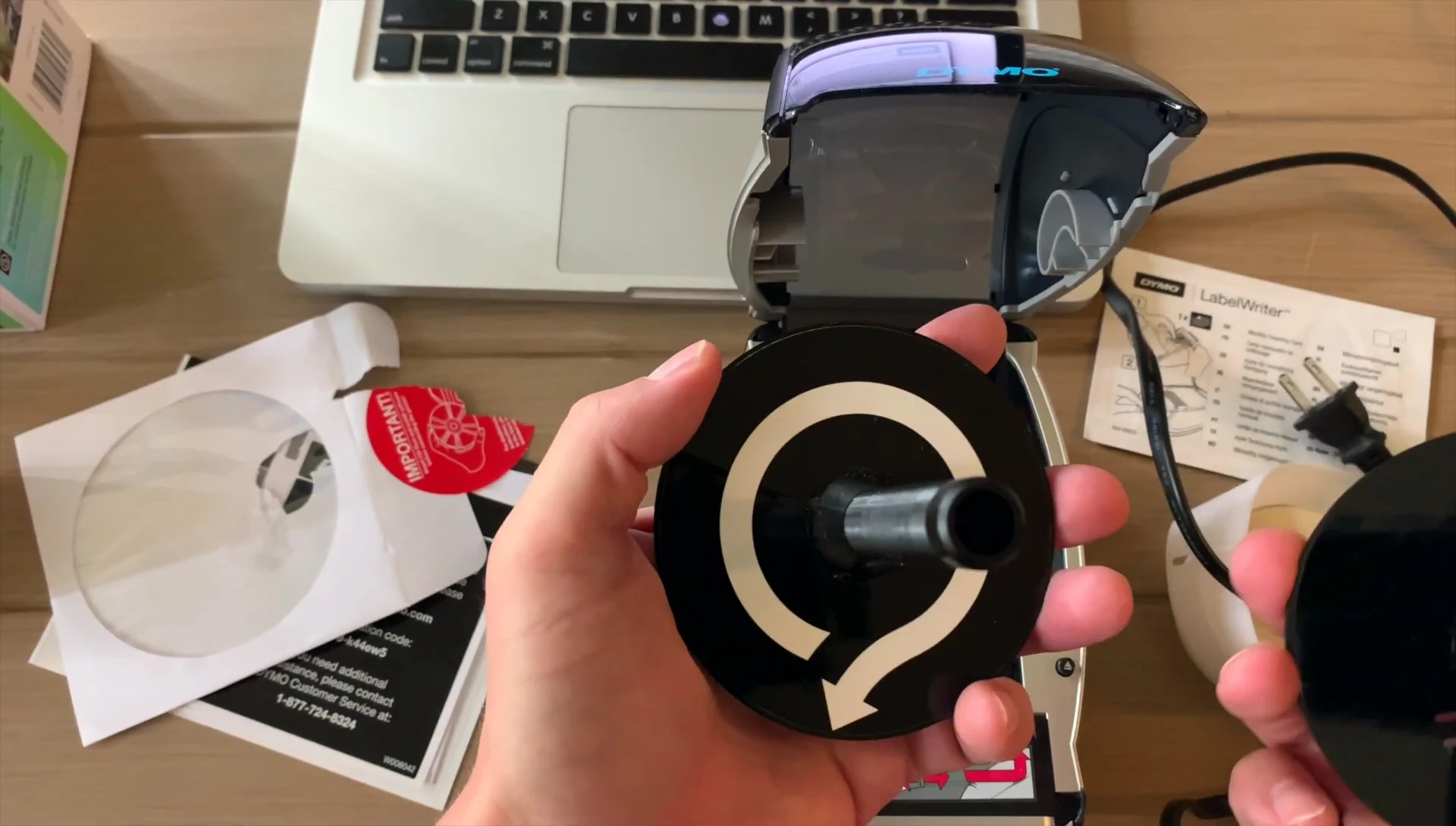 Loading labels into the printer.