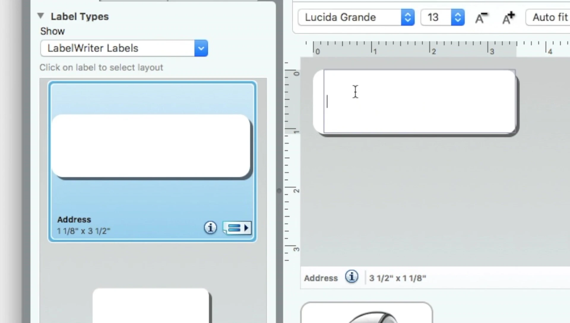Adding text to a label in the DYMO software.