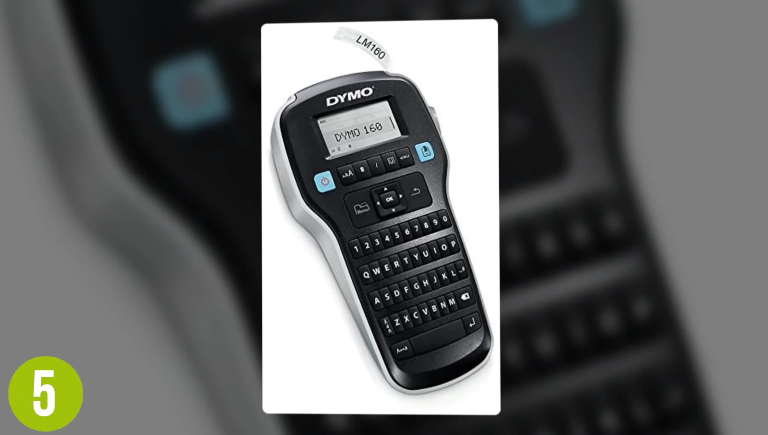Close-up of the Dymo LabelManager 160 keyboard