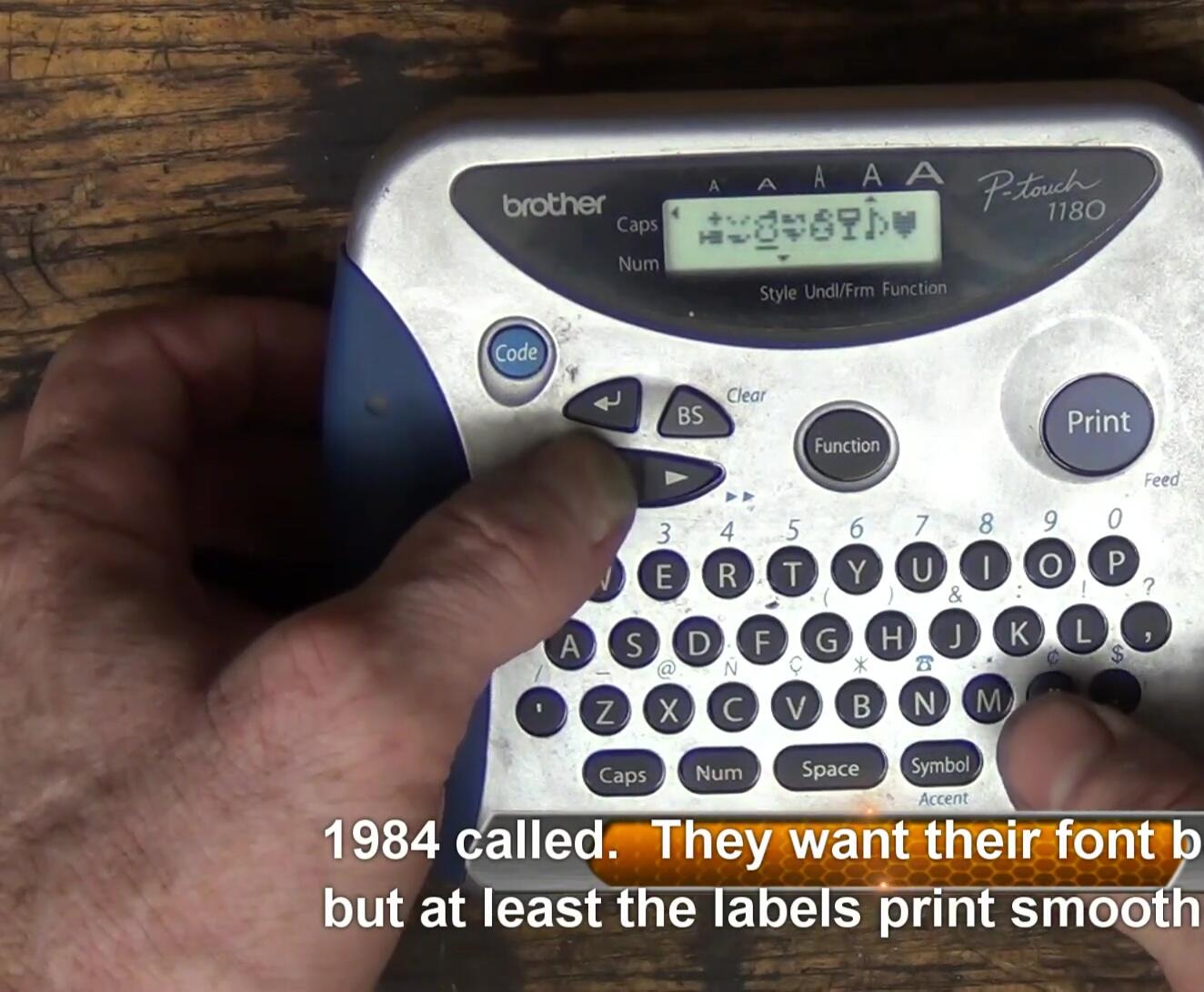 Variety of symbols shown on the label maker's display