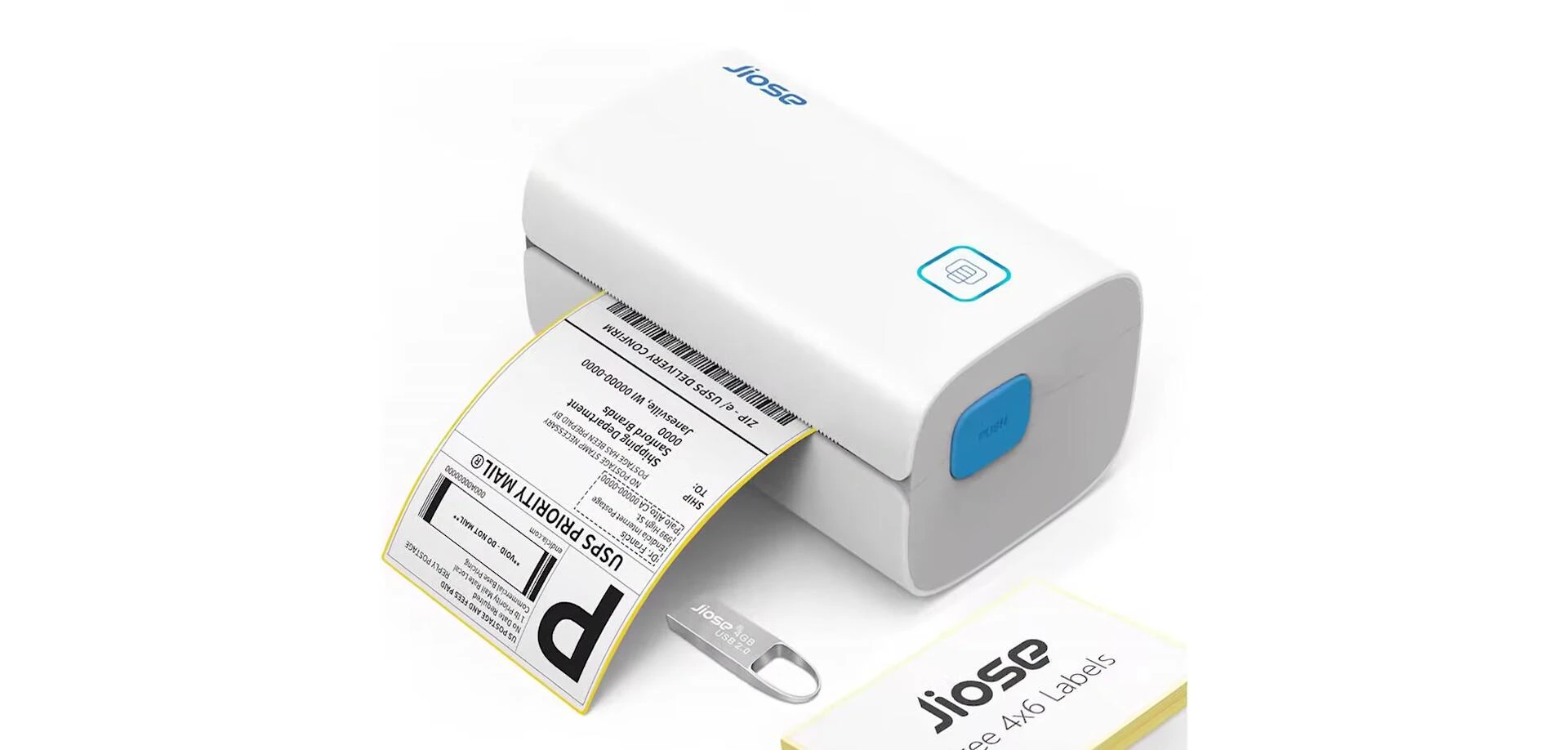 Close-up of the GeoZ shipping label printer