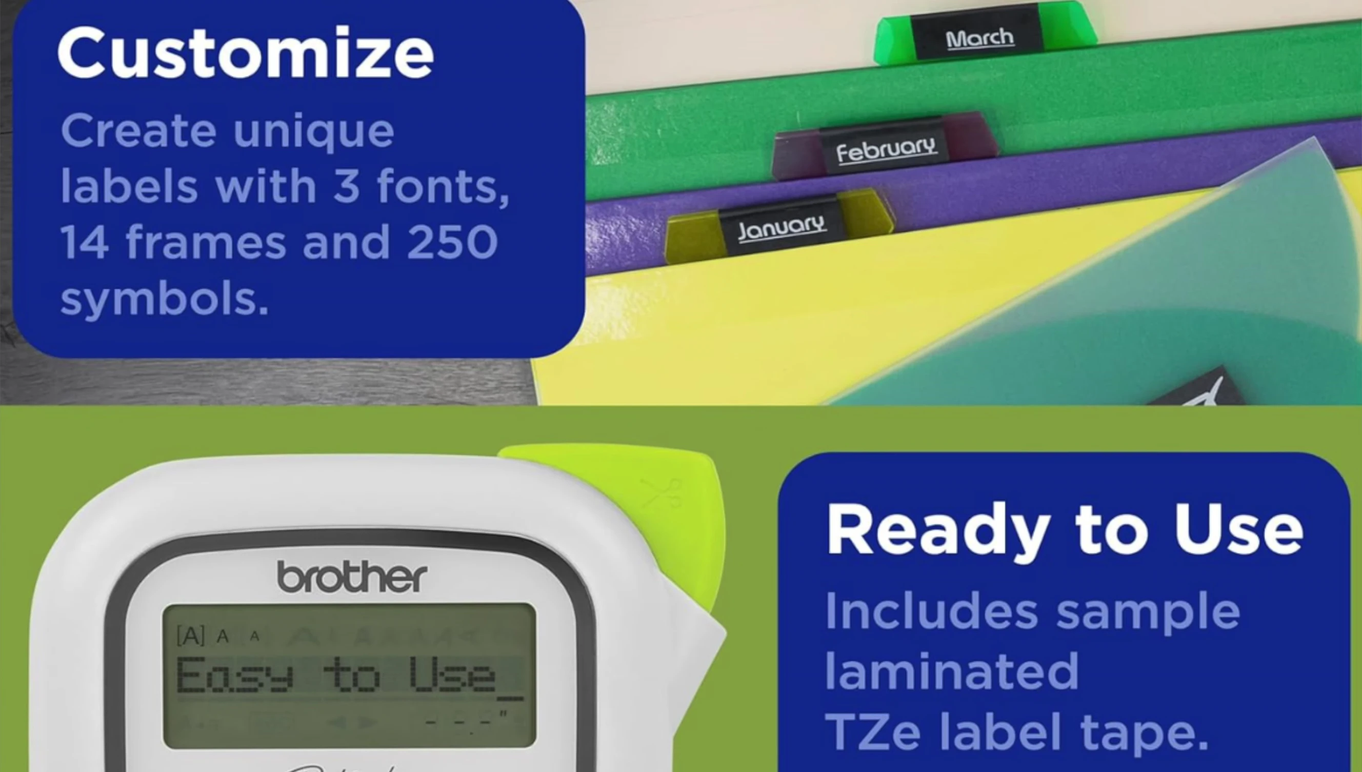 Examples of labels with different fonts and symbols