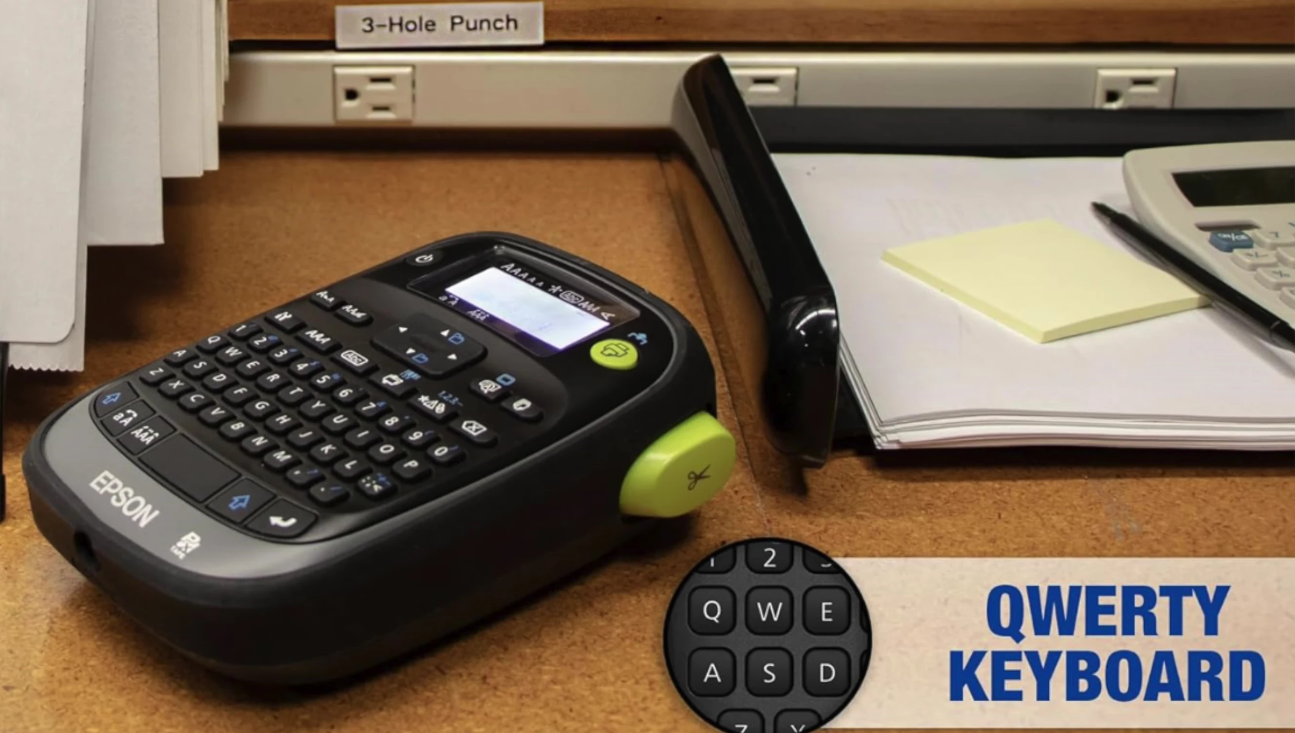 The Epson LW-PX300's full QWERTY keyboard