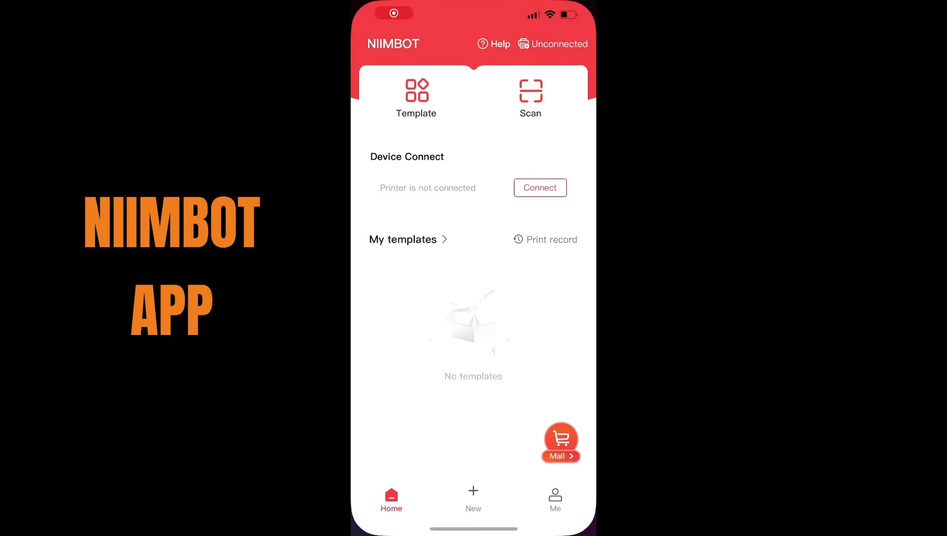 Screenshot of the Nimbot app interface