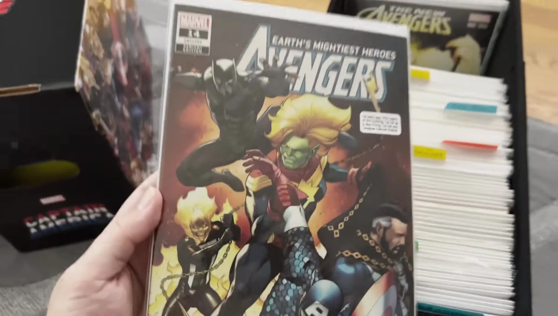 Comic books labeled with details