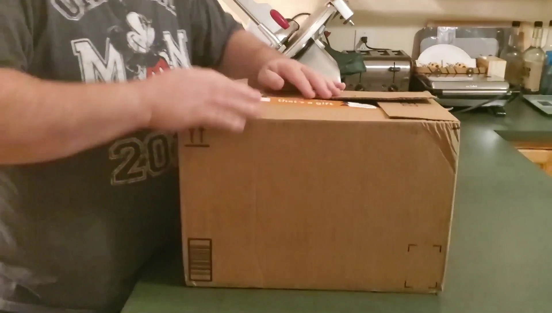 The Polono label printer box on a table.