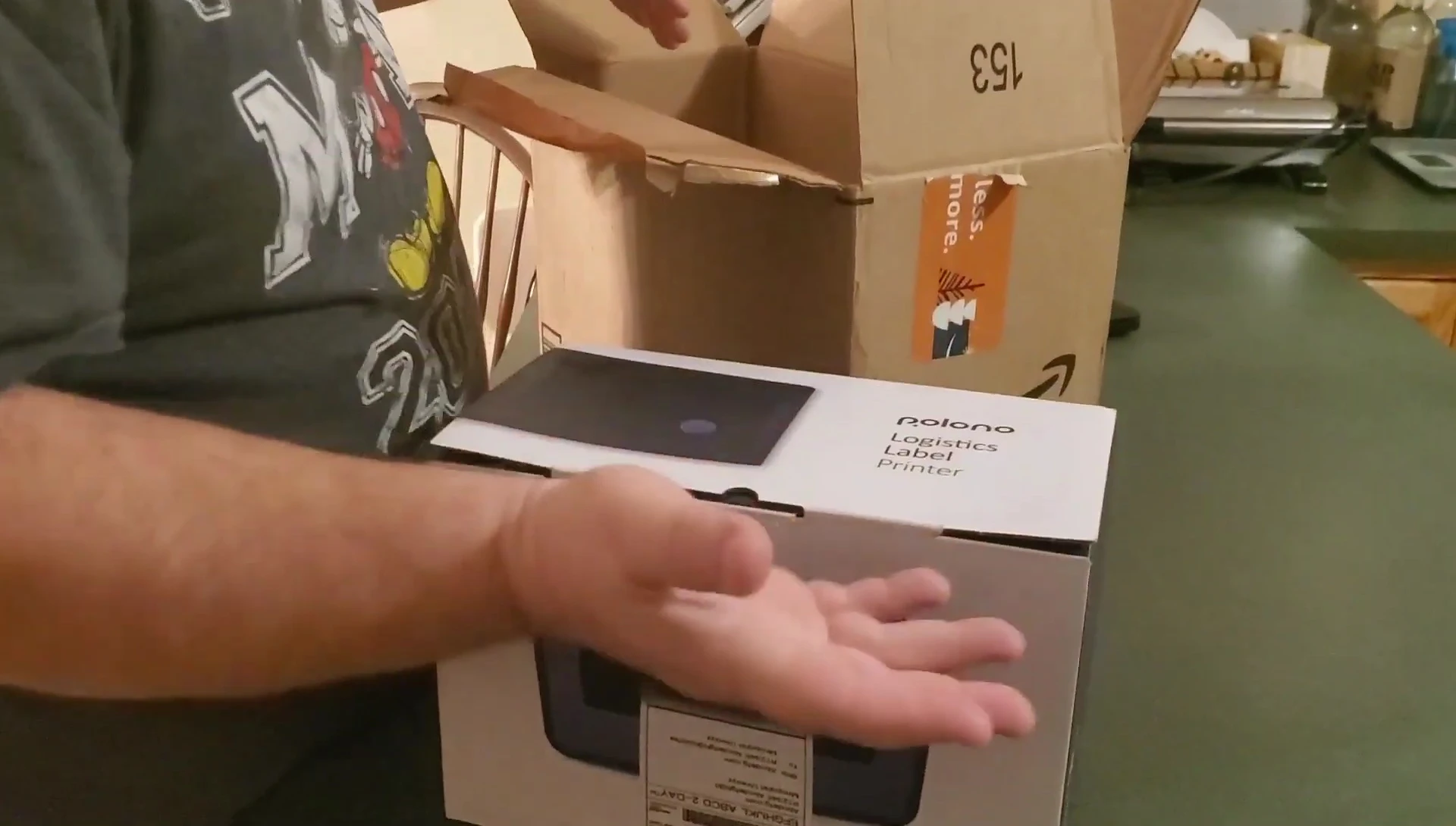 Close-up of the Polono printer box showing product details.