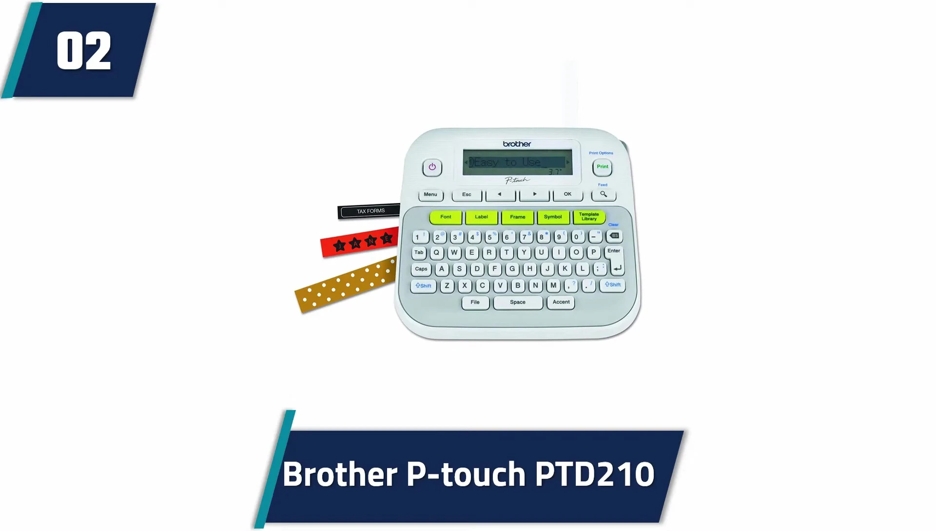 Display showing design options on Brother PT-D210