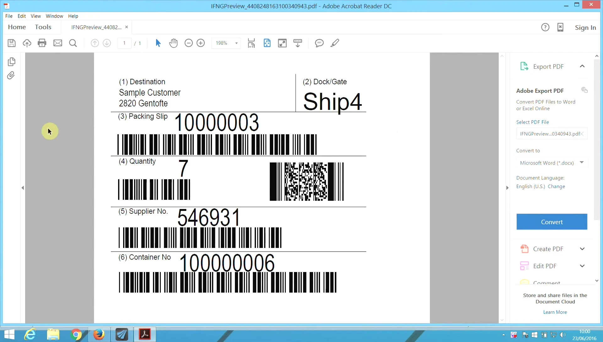 Screenshot showing the Interform software's label preview function