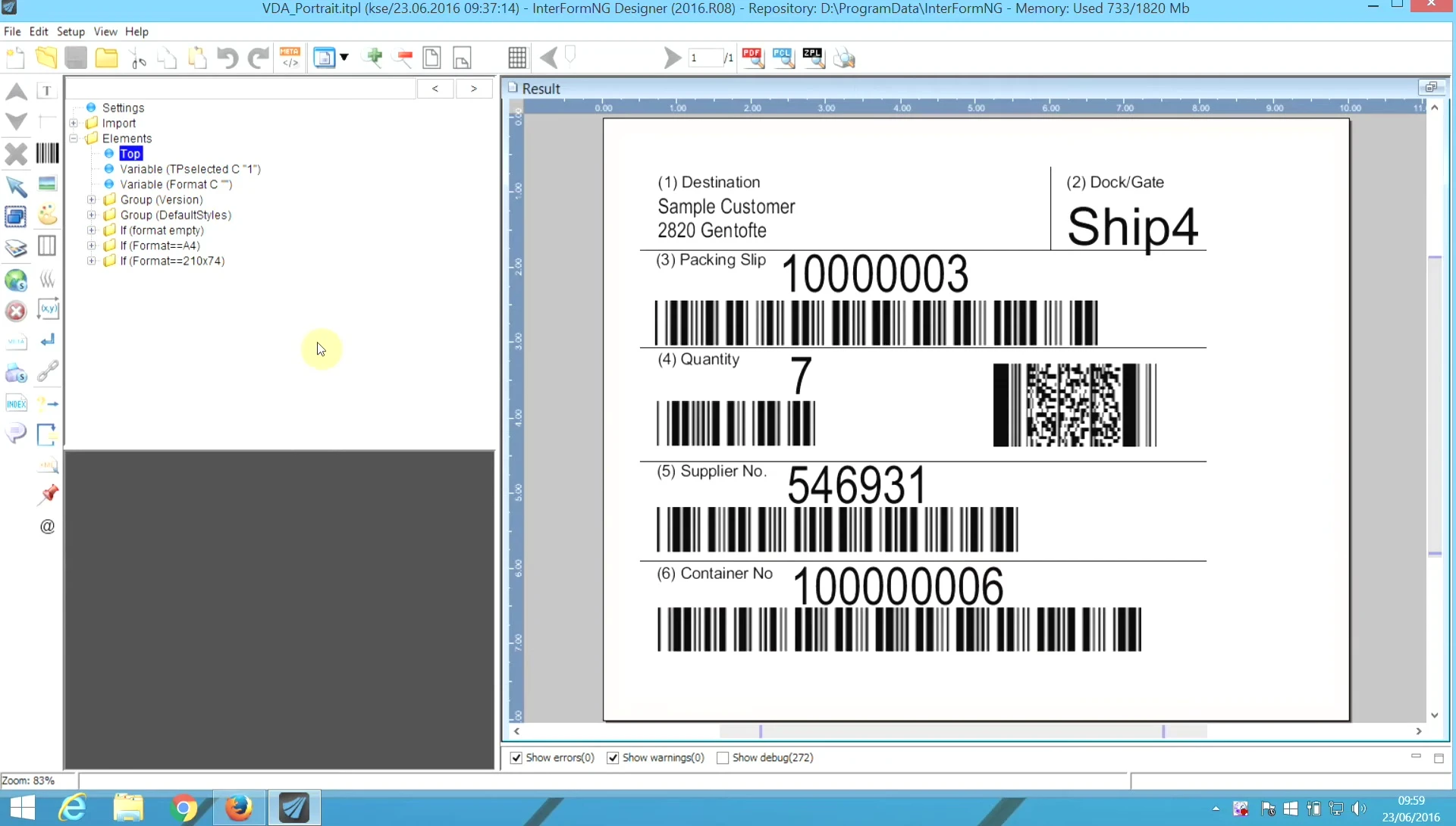Screenshot showcasing Zebra's label preview feature