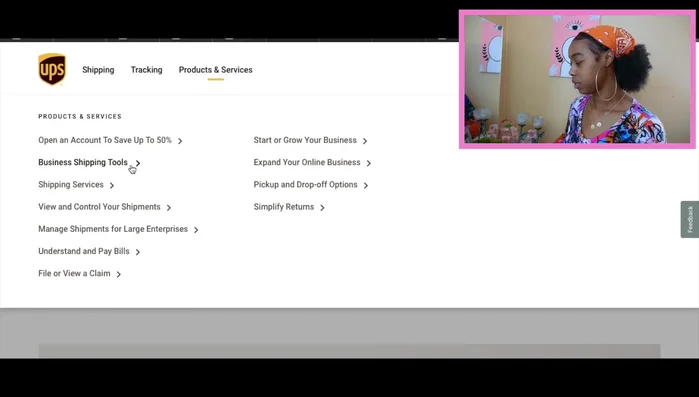Find 'Products and Services' then 'Business Shipping Tools'