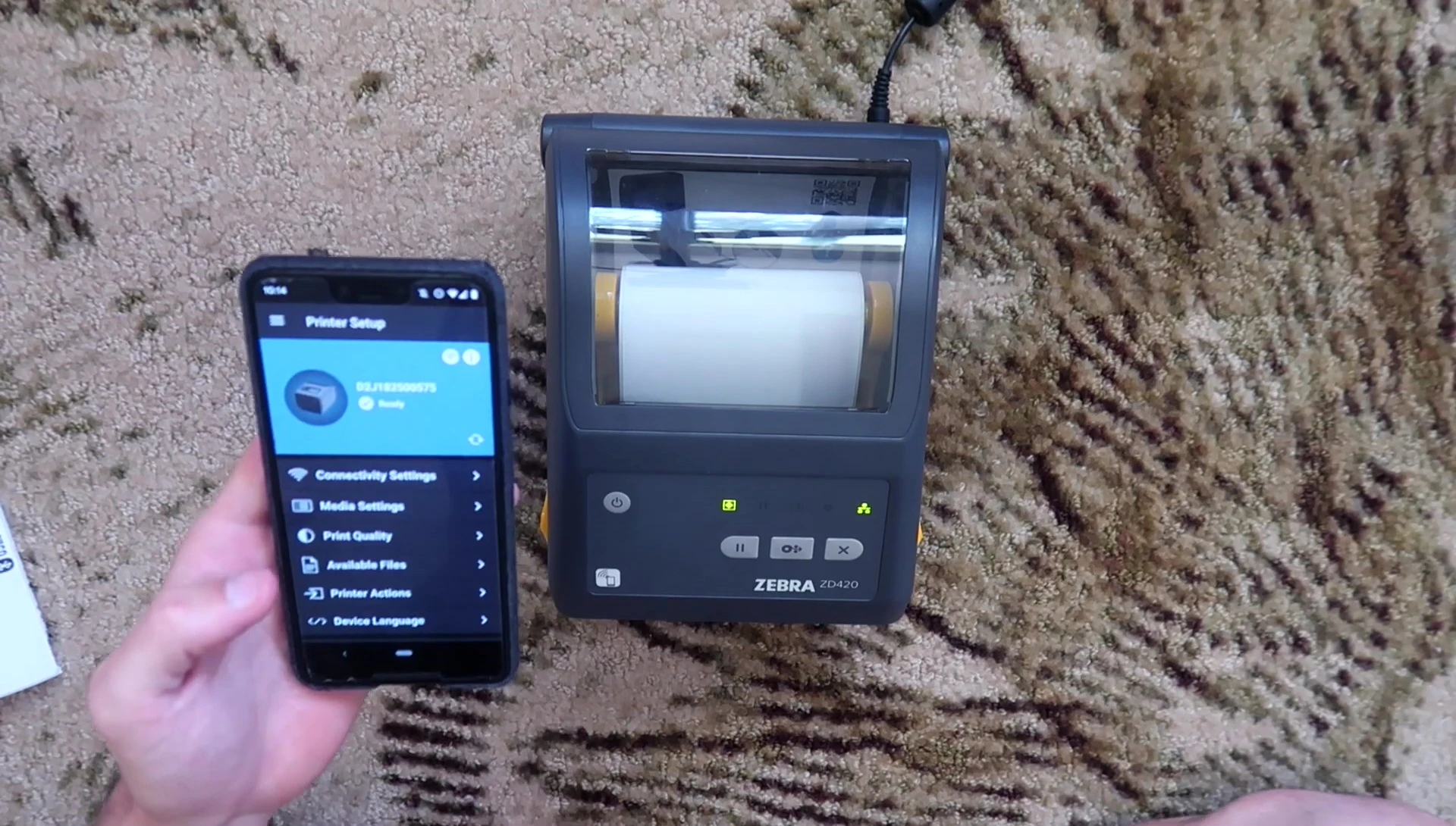 Screenshot of the Zebra Printer Setup Utility app.