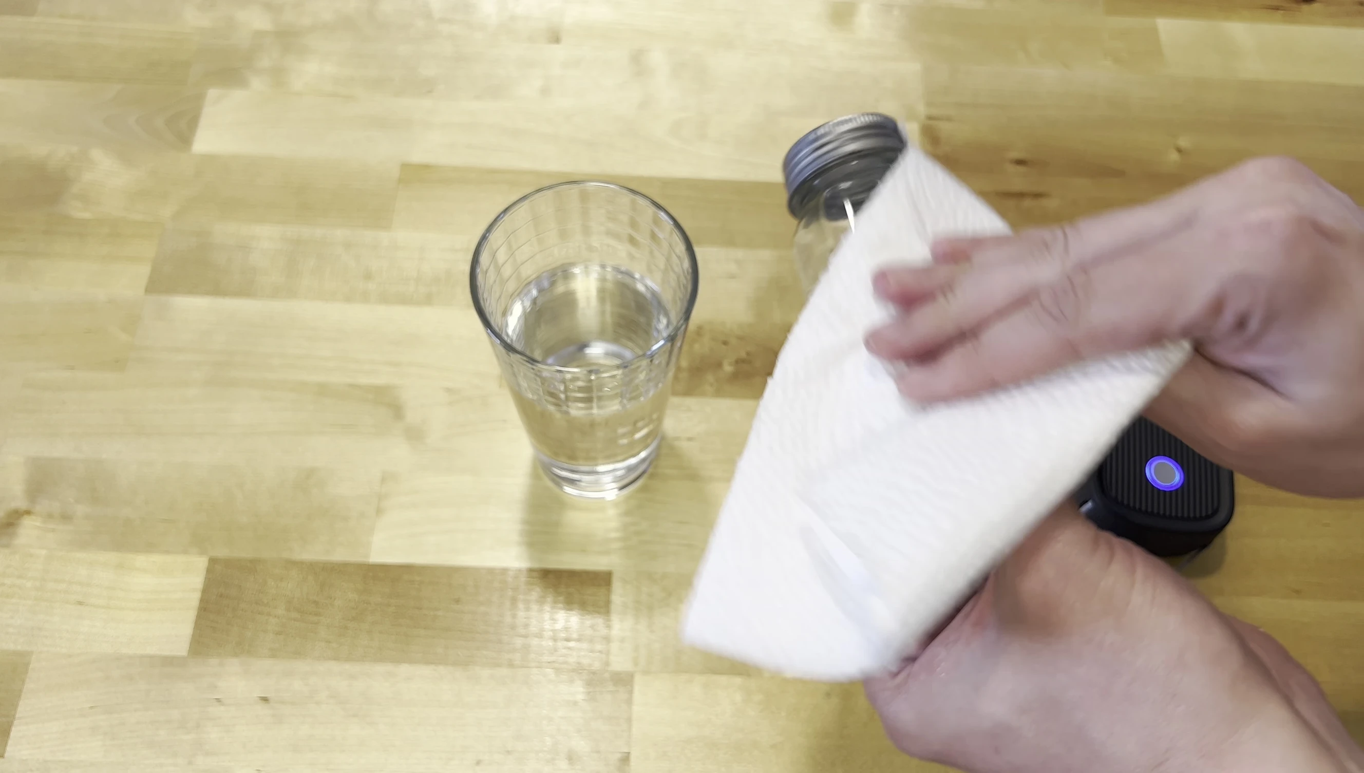 The waterproof test: label still attached after submersion.
