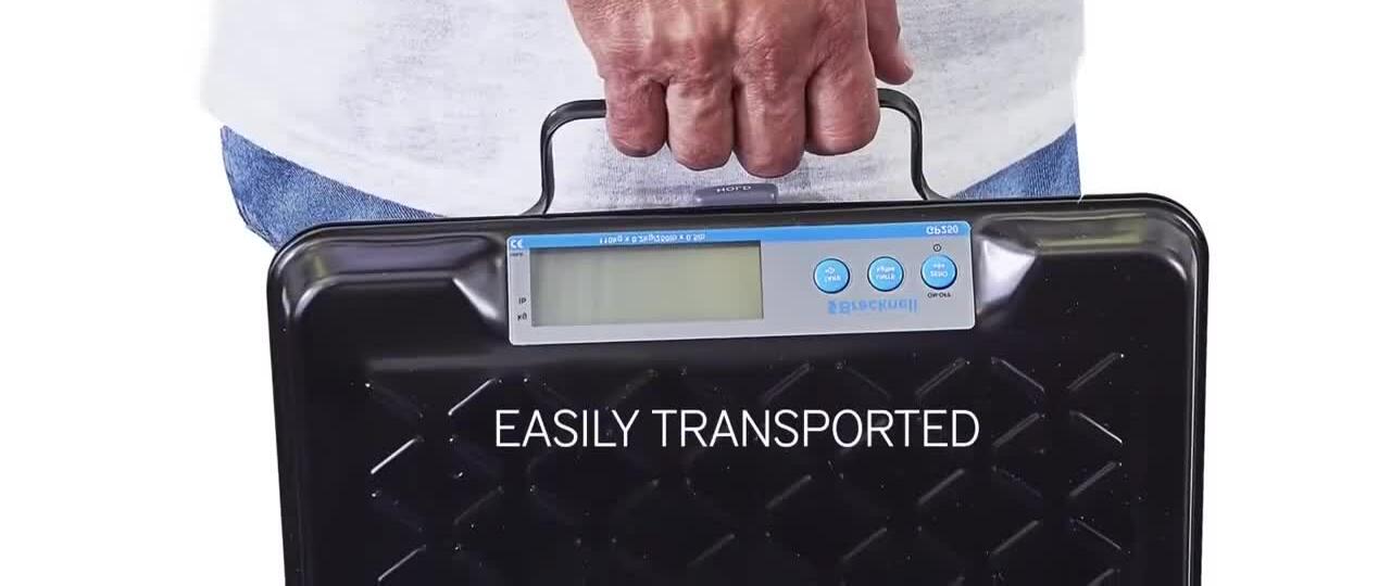 Close-up of the Brecknell GP250 USB scale showcasing its integrated handle.