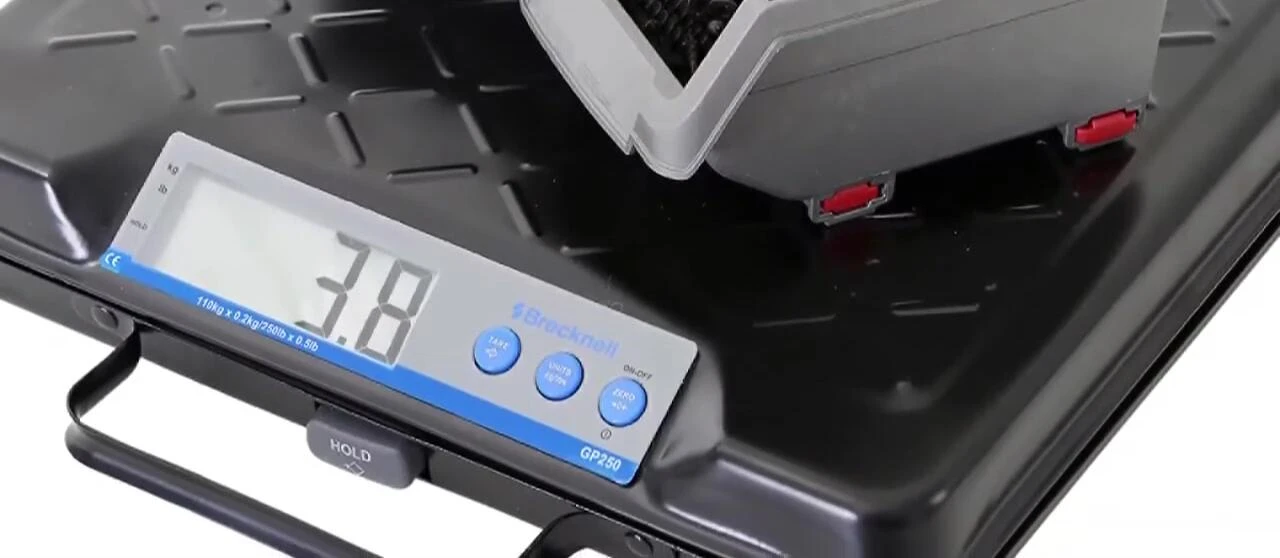 Close-up shot of the scale's display, emphasizing its large digits.