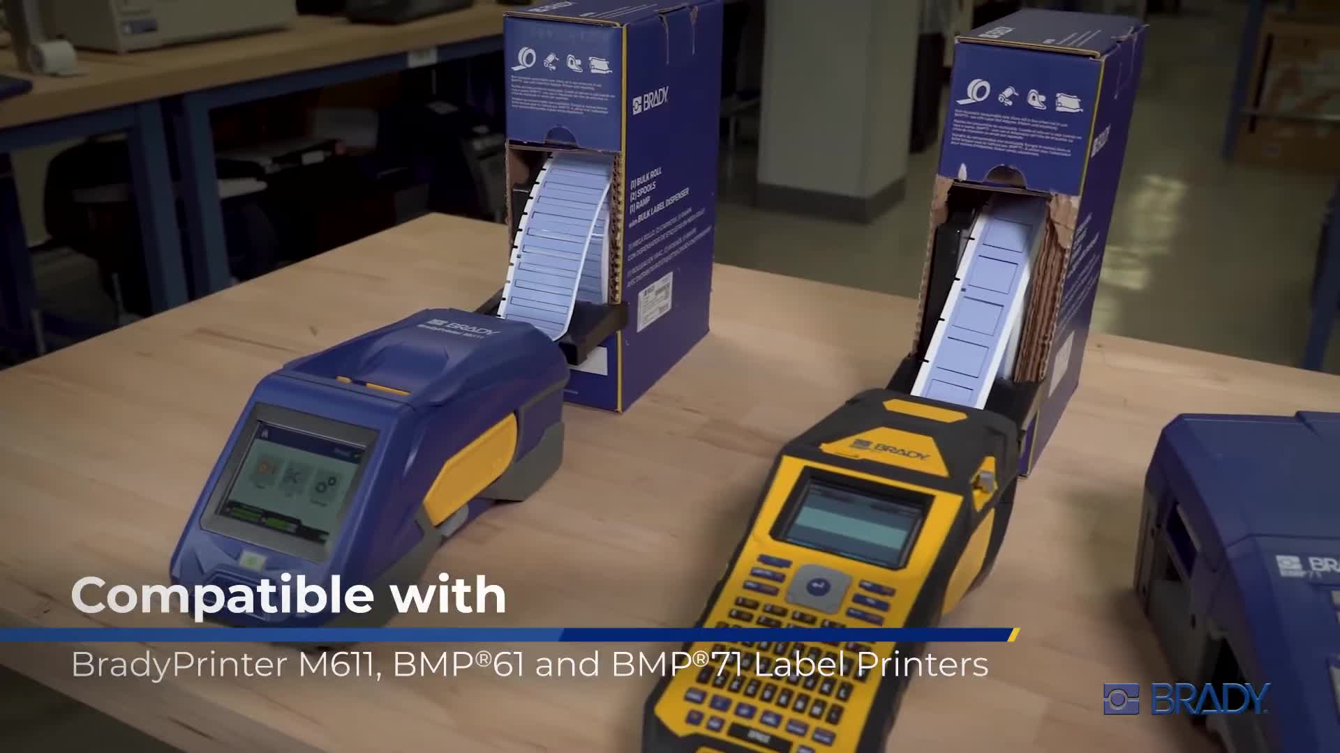 Box showing compatibility with Brady printers