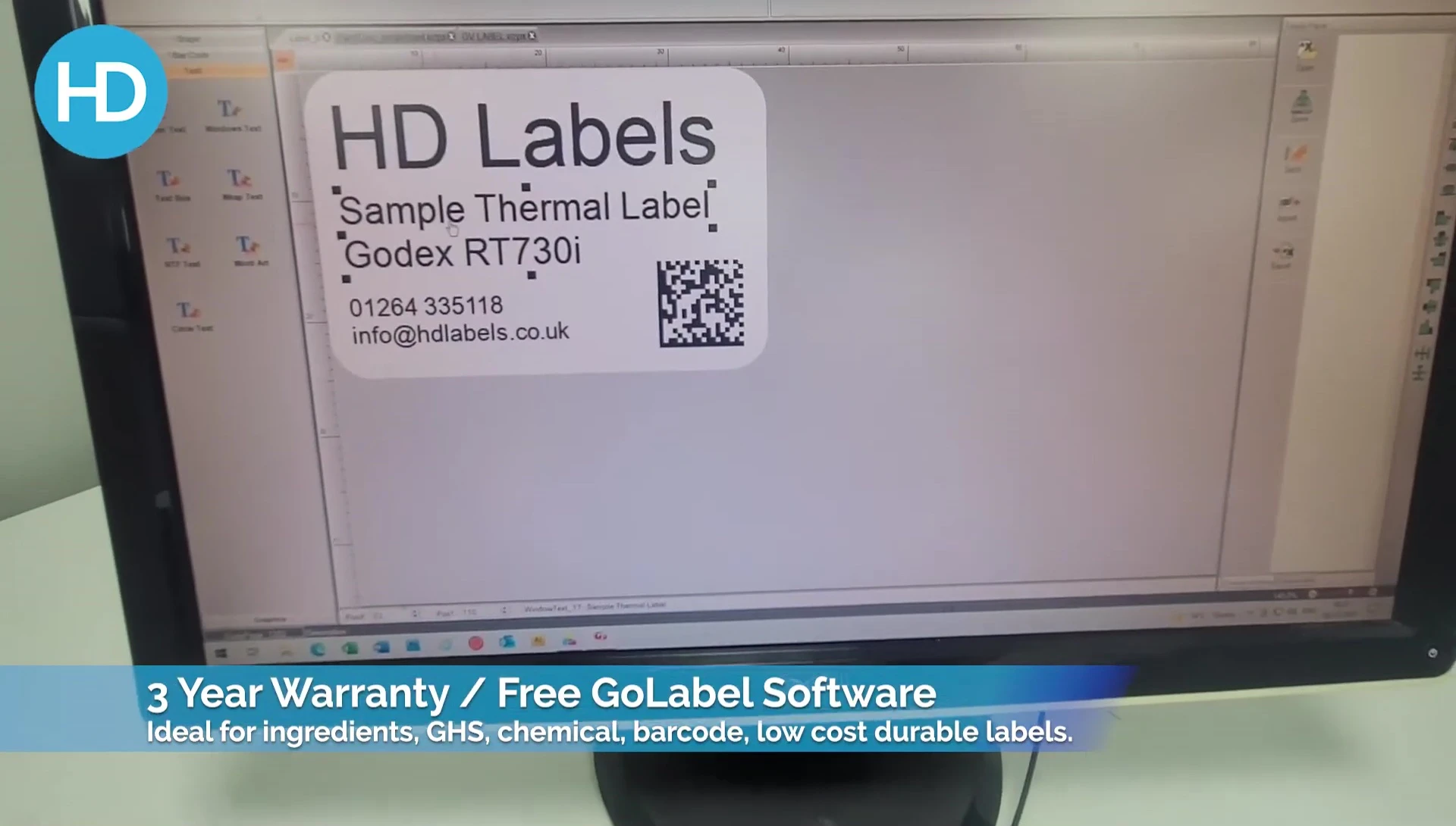 Screenshot demonstrating the ease of text input in the label design interface.