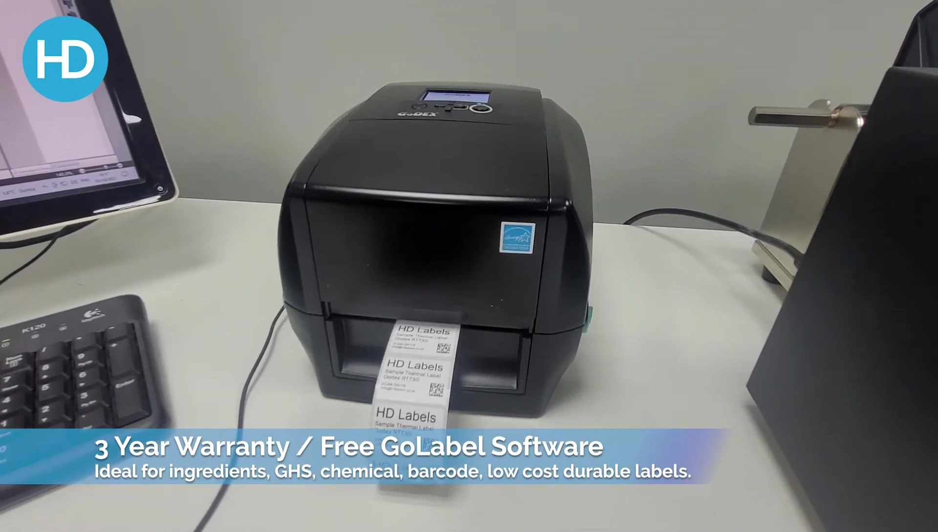 Screenshot of the printed labels, showcasing clarity and print quality.