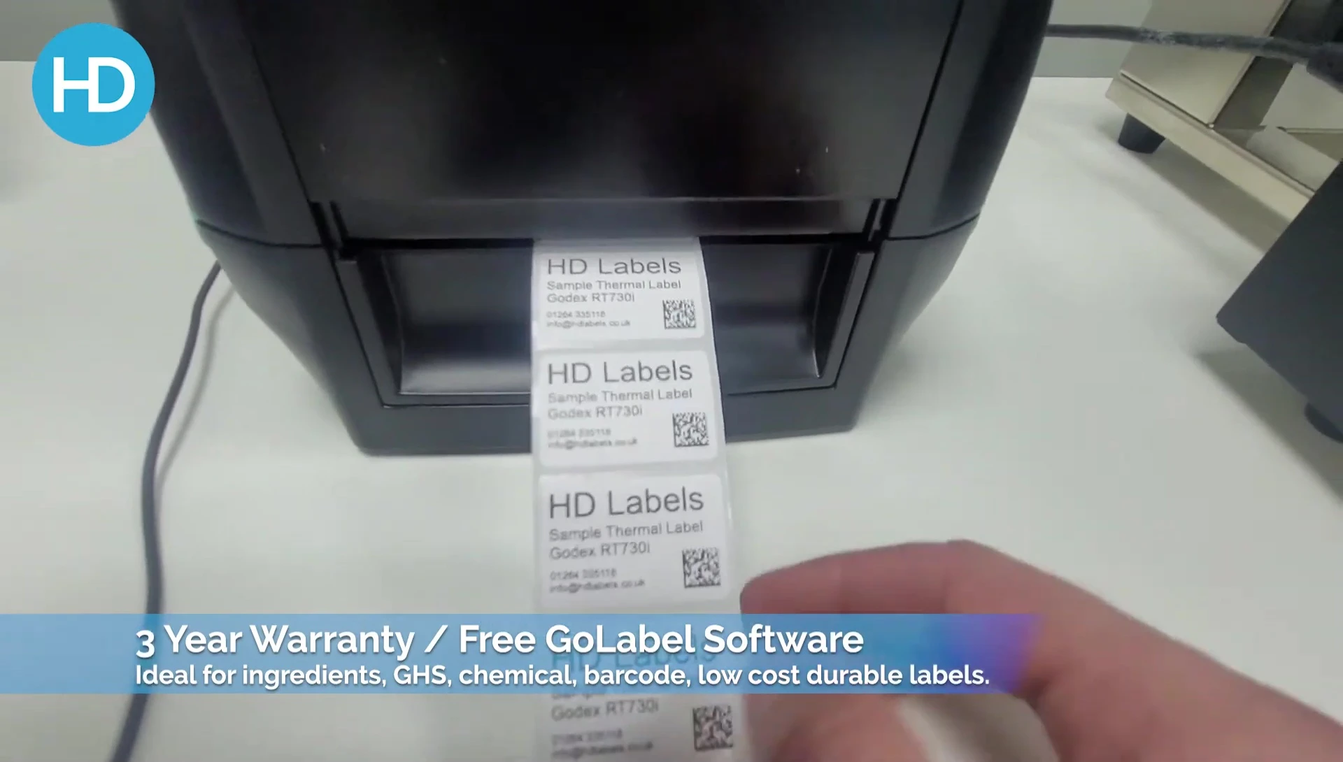 Screenshot showing the ease with which the printed labels can be separated.