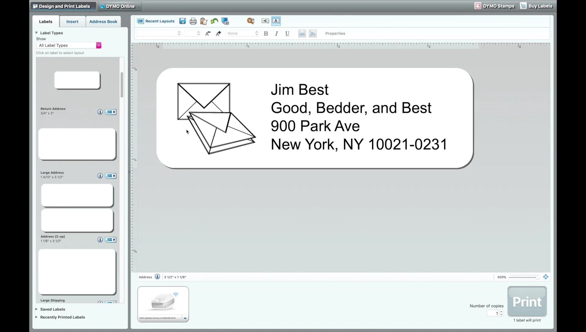 Dymo Label Software Interface