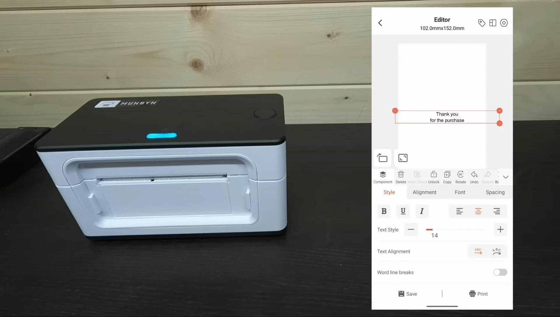 Customizing label design in the Munbyn app