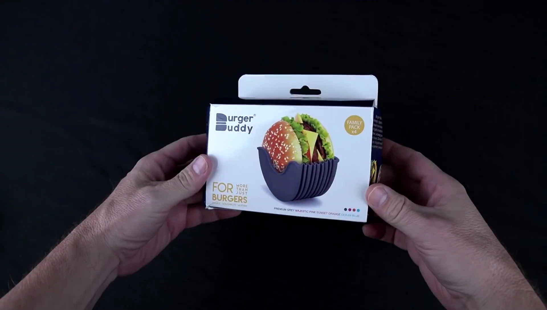 Close-up of the Burger Buddy packaging and the product itself.
