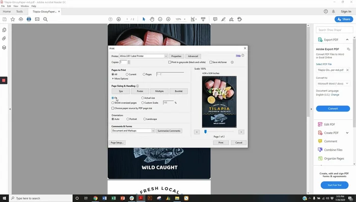In your PDF software, select 'Fit to actual size' to ensure the artwork fills the custom page size.